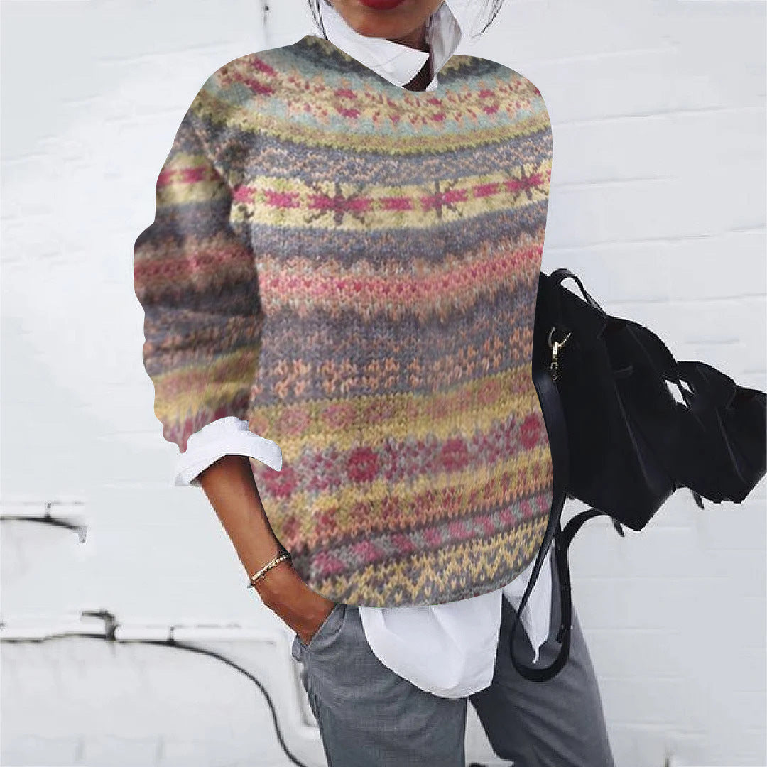 Women's Patterned Sweater with Modern Knit Design