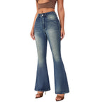 Women's Vintage-Style Flared Jeans with High Waist and Washes