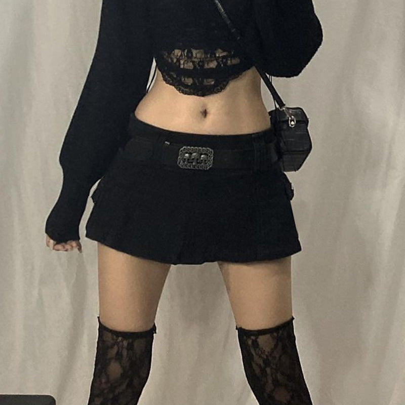Women's Mini Skirt with Side Pockets and High Waist