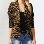 Women's Elegant Leopard Print Blazer Jacket with Tailored Fit