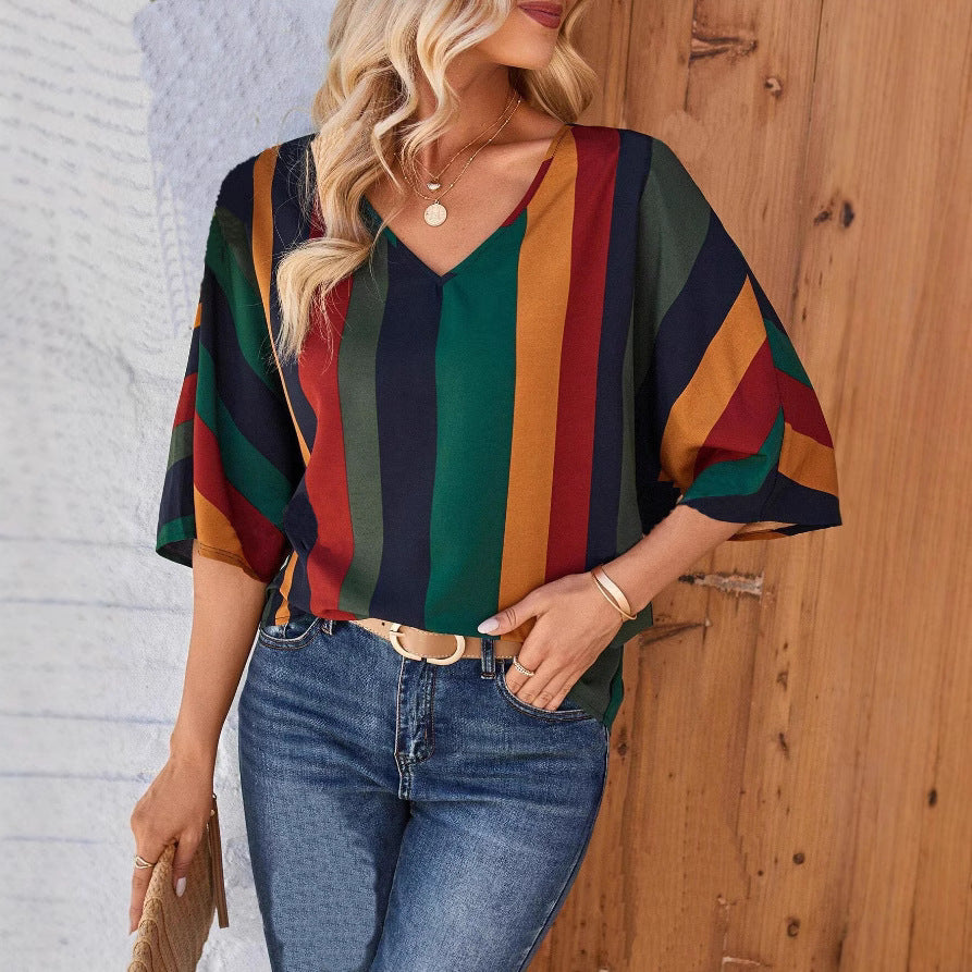 Women's Colorful Striped Top