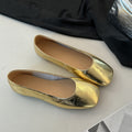 Women's Ballet Flats in High-Quality Metallic Leather with Comfortable Insole