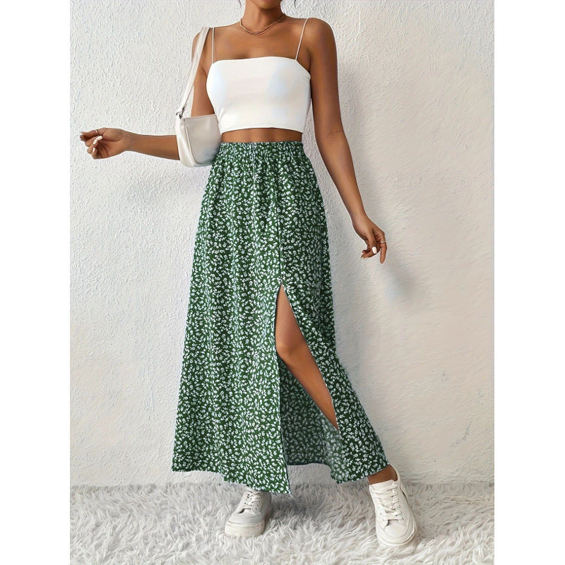 Women's Floral Maxi Skirt with Side Slit