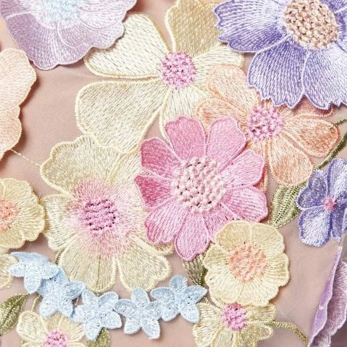 Women's Floral Dress with 3D Flower Appliqués