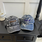 Men's Distressed Denim Graphic Cap