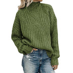 Women's Chunky Knit High-Neck Cable Sweater