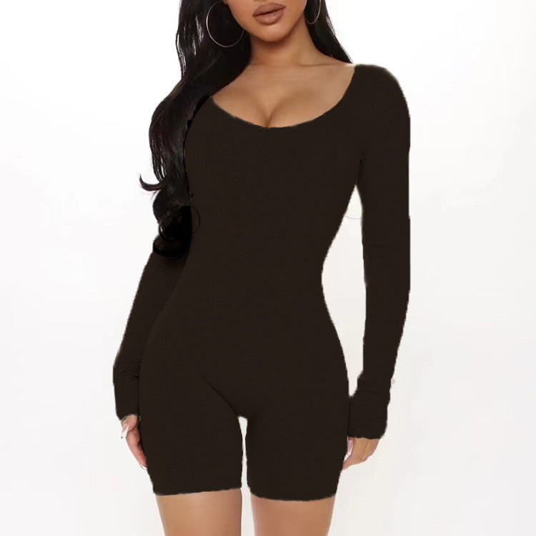 Women's Long Sleeve Ribbed Jumpsuit