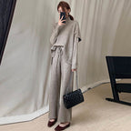 Women's Fashionable Knit Set with Oversized Sweater and Wide-Leg Pants