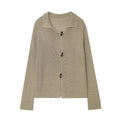 Women's Knit Cardigan with Elegant Buttons and Textured Finish