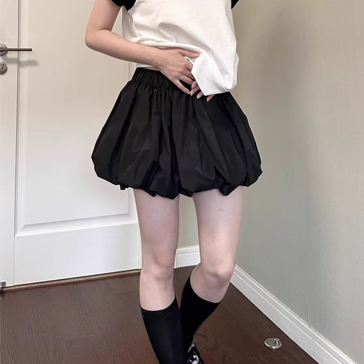 Women's Casual Plaid Skort with Elastic Waist and Side Pockets