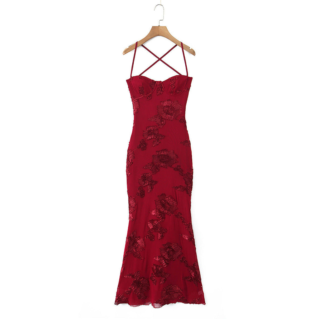Women's Bodycon Dress with Floral Lace Trim