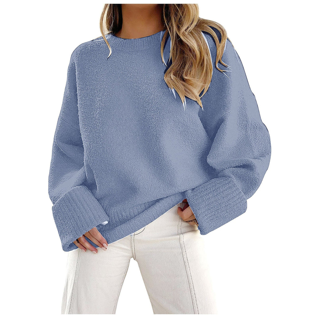 Women's Fluffy Oversized Pullover with Wide Cuffs