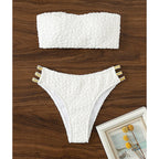 Women's Bandeau Bikini with Glossy Finish and Snap Details