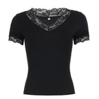 Women's Elegant Lace V-Neck Short-Sleeve T-Shirt