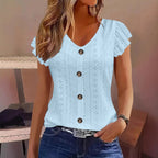 Women's Ruffled Blouse with Button Closure