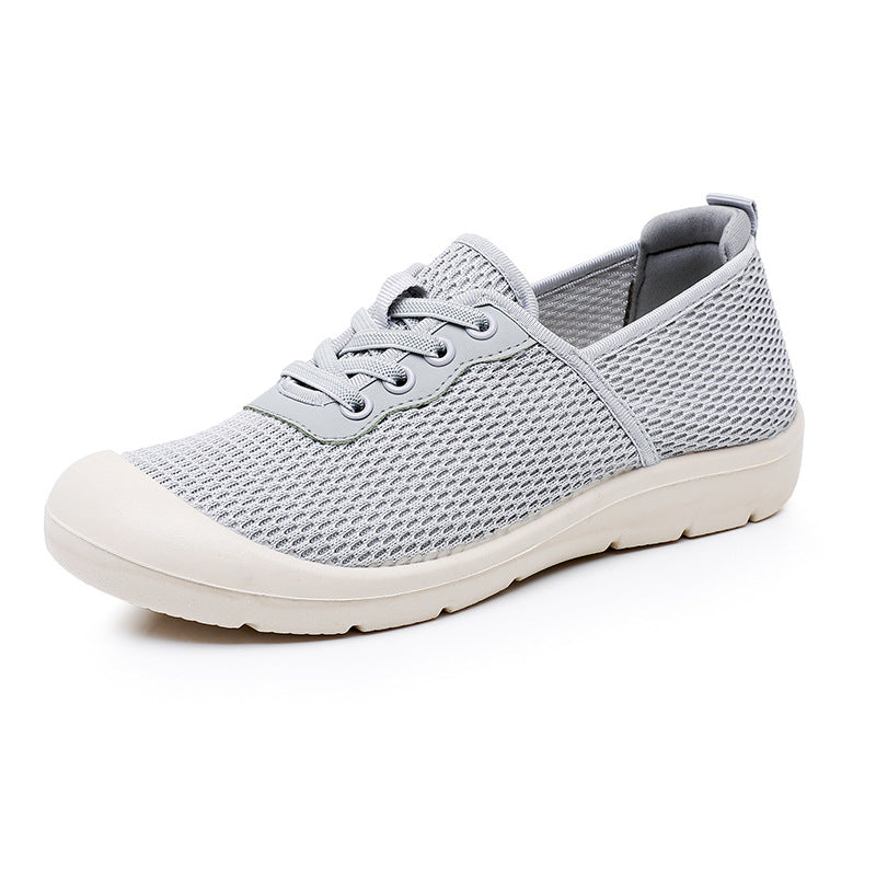 Women's Breathable Casual Sneakers with Flexible Sole and Elastic Lacing
