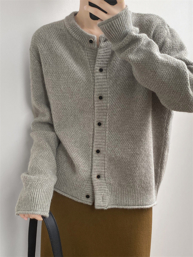Women's Chunky Knit Cardigan with Button Closure