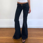 Women's Bootcut Jeans with High Waist and Detailed Stitching