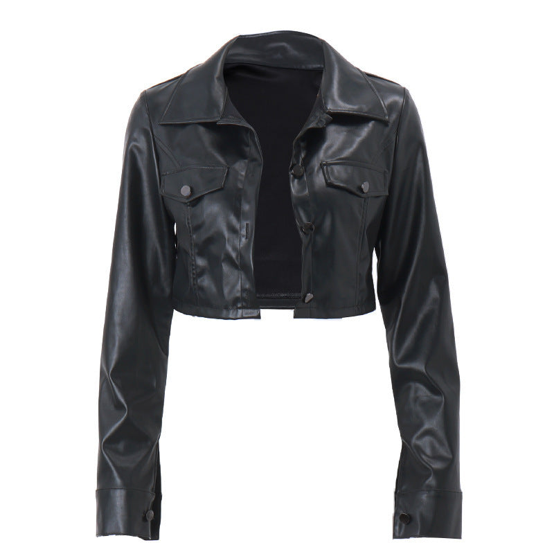 Women's Cropped Faux Leather Jacket