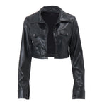 Women's Cropped Faux Leather Jacket