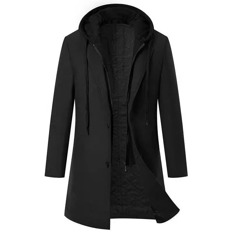 Women's Elegant Coat with Detachable Hood and Fleece Lining