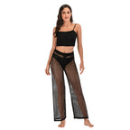 Women's High-Waist Crochet Beach Pants with Wide Leg
