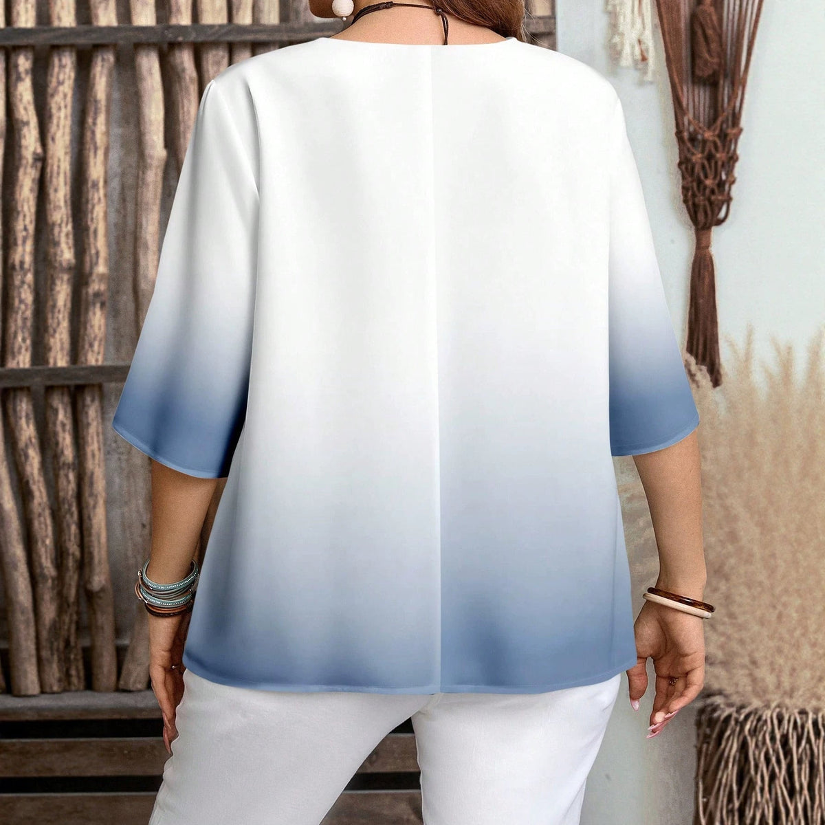Elegant Women's Blouse with Floral Design and Button Placket