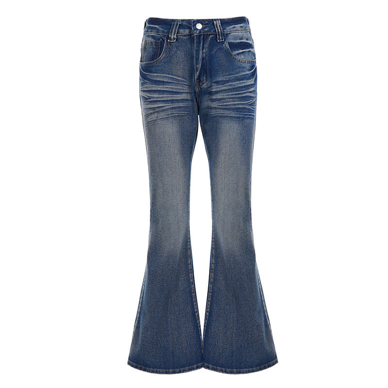 Women's Flared Jeans in Casual Vintage Style with High Waist and Stylish Washes