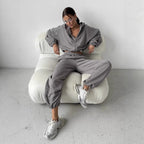 Casual Sweater Set with Cropped Hoodie and Comfortable Pants
