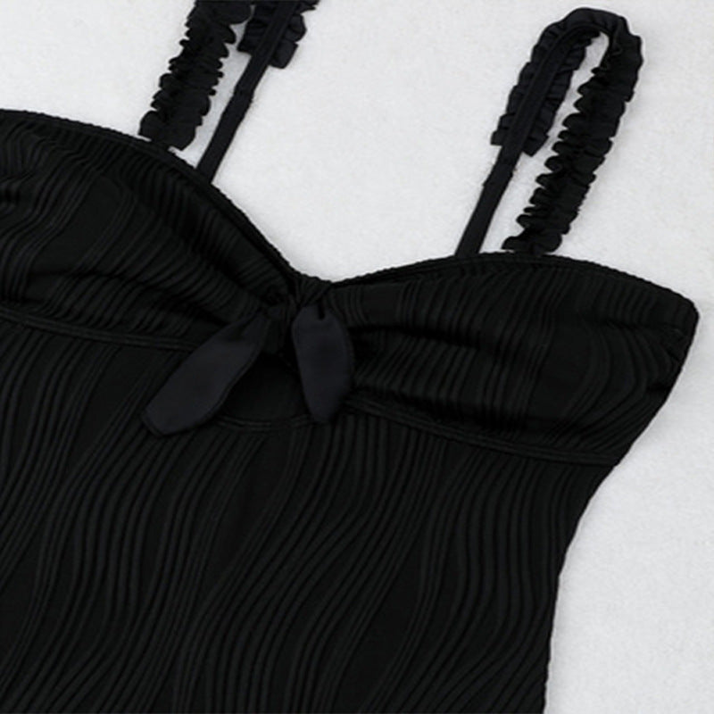 Elegant High-Cut One-Piece with Ruffle Details