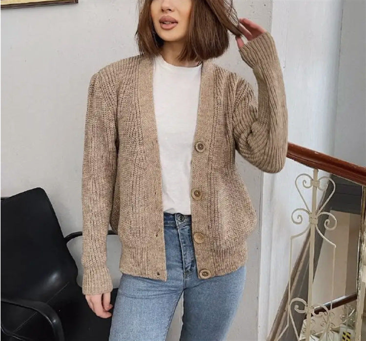 Women's Chunky Knit Cardigan with Buttons