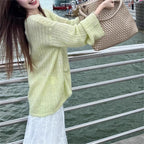 Women's Chunky Knit Sweater with Wide Cut and Fashionable Balloon Sleeves