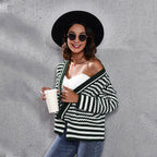 Women's Chunky Knit Sweater with Wave Pattern and Wide Cut