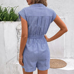 Women's Short Jumpsuit with Fashionable Stripes