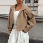 Women's Cropped Jacket with Dropped Shoulders