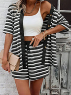 Casual Women's Two-Piece Set with Striped Pattern