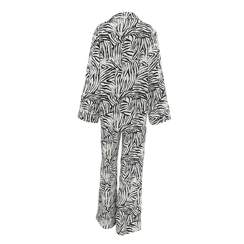 Elegant Zebra Print Plus Size Pajama Set