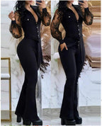 Elegant Jumpsuit with Sheer Sleeves