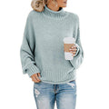 Women's Cotton Knit Sweater with High Collar