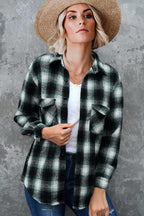 Women's Vintage-Style Plaid Flannel Shirt with Chest Pockets
