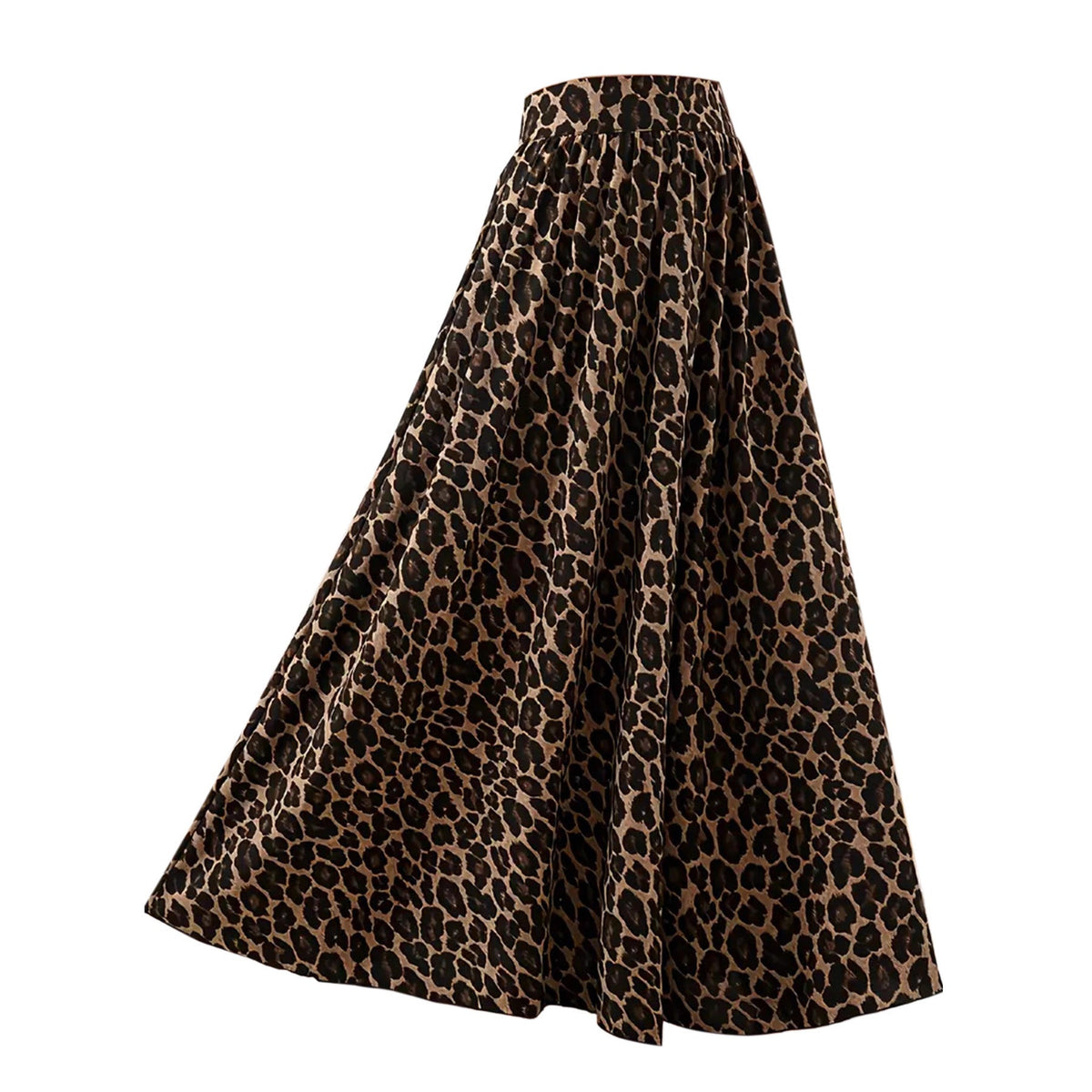 Women's Maxi Skirt with Leopard Print and Elastic Waistband