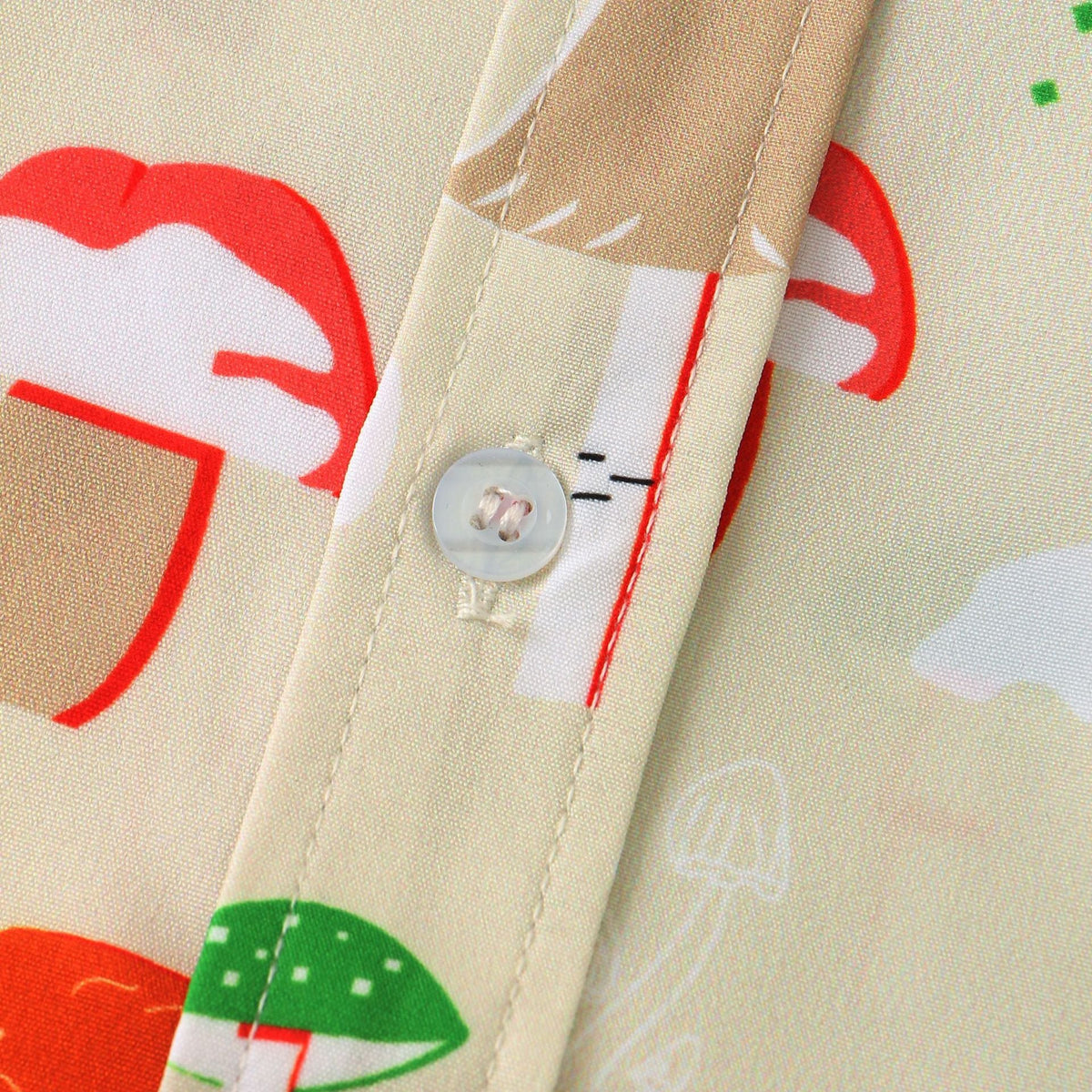 Women's Short-Sleeve Shirt with Mushroom Print and Loose Fit