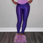 Women's High-Gloss High-Waisted Fitness Leggings