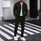 Men's Waffle Structure Shirt Jacket and Relax Pants Set