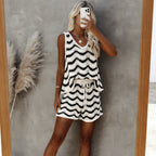 Women's Crochet Pareo Set with Wave Pattern
