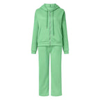 Women Comfortable and Stylish Loungewear Suit with Zip Hoodie and Wide Leg