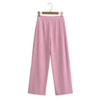 Elegant Wide-Leg Palazzo Trousers with Elastic Waistband