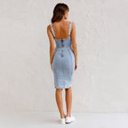 Women's Denim Dress with Side Slit