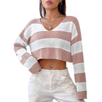 Women's Patterned Crop Sweater