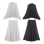 Women's Maxi Skirt with Elegant Polka Dot Pattern and Flowing Cut